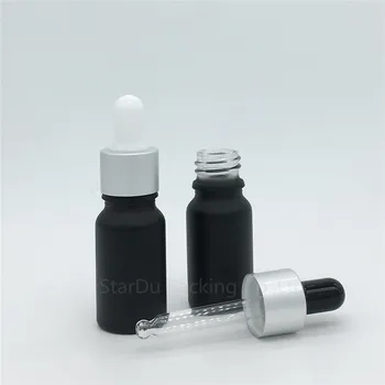 240pcs 10ml Black Frosted Glass Essential Oil Bottle With Sub Silver Ring Kapaljka 10cc Glass Perfume Bottle