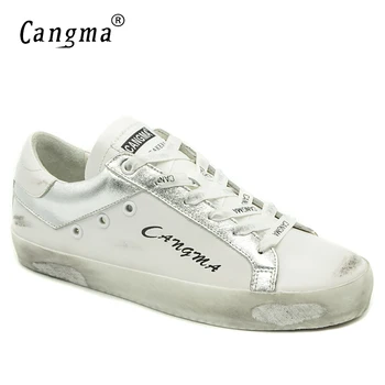 CANGMA Luxury Designer Brand Man Retro White Shoes Genuine Leather Sneakers Men Casual Cipele Adult Shoes Male 2021