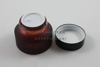 30pcs 50g rose red frosted glass cream jar with black performansi aluminij lid, 50g cosmetic jar mask for or eye cream,50g glass bottle