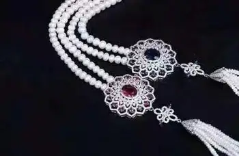 Besplatna dostava plemenite nakit 8-9 mm Slatkovodni bijeli biser ogrlica privjesak