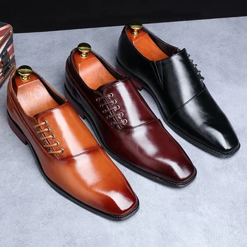 2020 Gospodo modeliranje cipele Gospodin Britanski Poslovni Paty Kožne Cipele Vjenčanje Muške Cipele na ravne Cipele Kožne Oxfords Službena Obuća Veliki Veličina