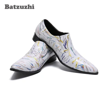 Batzuzhi Luksuzne Muške Formalne Večernje Cipele ravnim Cipelama Modne Muške Modeliranje Kožne Cipele Sa oštrim Vrhom Berba Metal Sa oštrim Vrhom Chaussure Homme