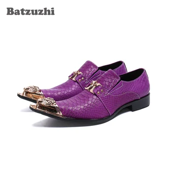 Batzuzhi / Gospodo Modeliranje Cipele Od prave Kože u Talijanskom Stilu; Muška Obuća s Oštrim Željeznim Vrhom; Večernje Cipele Na Ravne Cipele za Zabave i Vjenčanja