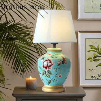 Američka moderna ručno oslikane keramičke lampe za kabinet spavaća soba noćni žarulja Europska klasicni keramičke lampe besplatna dostava