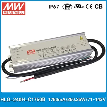 Originalni Meanwell HLG-240H-C1750B dc LED driver 1750mA 71~143 250 W zamračenje visoke prehrana PFC IP67