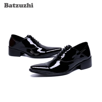 Batzuzhi / Muške cipele Ručne izrade sa oštrim Vrhom; Crnci Večernje kožne modeliranje cipele; Oxfords čipka-up; Zapatos Hombre; Velike dimenzije 38-46!