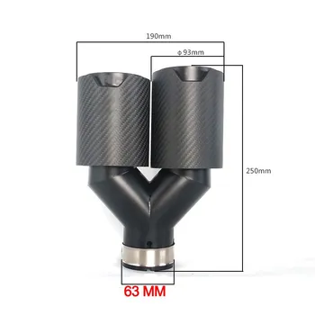 1pc All Black M Logo Y Double Socket 93mm for Bmw Car Muffler Retrofitted Exhaust Pipe Carbon Fiber Tail Grlo