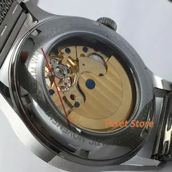 Parnis new 43mm muške top watches srebrna čelika crni brojčanik Čelika remen automatski poslovne mens watch