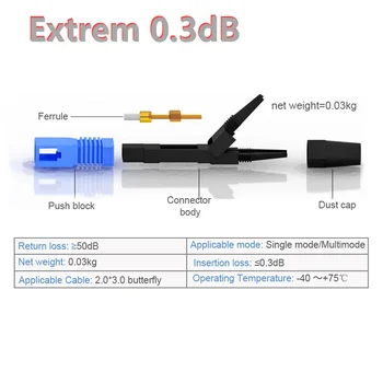 Extrem Real 0.3 dB Lowest Gubitak Highquality Stable SC UPC SC APC FTTH Fiber Optic Fast Quick single-mode Embedded Cold Connector