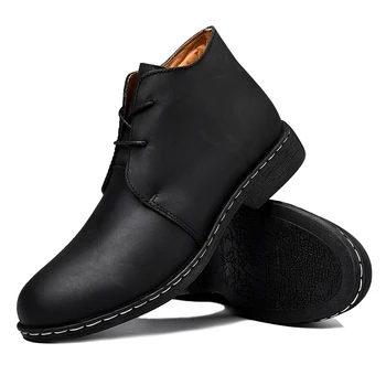 Jesensko-zimske muške radne cipele od prave kože, gospodo modni modeliranje svakodnevne ulične cipele, zimske toplo krzno čizme, velike dimenzije 39-47