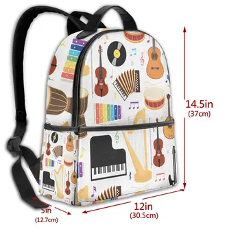 Glazbeni Instrumenti Crtani Ruksak Moda Ruksak za Mlade Učenika Školska Torba Jedinstveni Student Bookbag