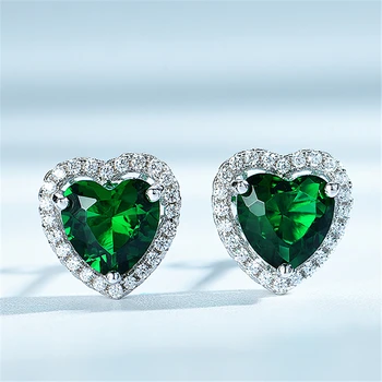 DY 925 Sterling Srebra U Obliku Srca Emerald Nježna Luksuzni Privjesak Naušnice i Prstenje Za Žene Angažman Modni Nakit