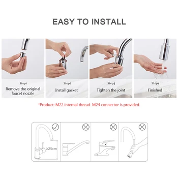 KKmoon Smart Touchless Faucet Adapter Water-Saving Punjive Auto Infrared Faucet Sprayer Instant Continious Spray M22/ M24