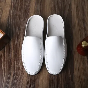 Bijeli Crne Papuče Za vožnju Лоферы ravnim cipelama s vrhom Kožne muške Japanke Novost; Voditelj prodaje 2018