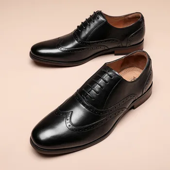 Proljetna nova muška službena kožna obuća muška kožna poslovna cipele blok urezana muške kožne cipele velike
