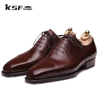 KSF SHOE Oxford Dress Muške Cipele Luksuzne Dizajnerske Originalni Uredski Poslovni Cipele Ručne izrade i Od Prirodne Kože Formalno Vjenčanje Cipele za Muškarce