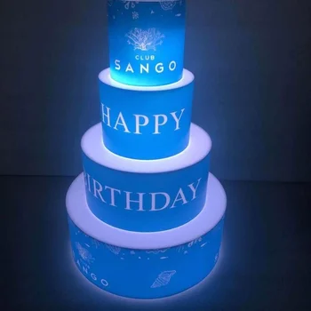 Подгонянный Logo Noćni klub Lounge Party VIP Happy Birthday Custom Wrapped LED Cake Bottle Presenter