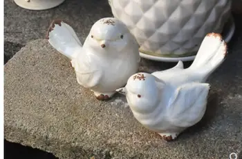 1 par bijelih keramičkih berba ljubitelje Ptica golub kreativni vrt terasa zanimljive dekoracije zemlje