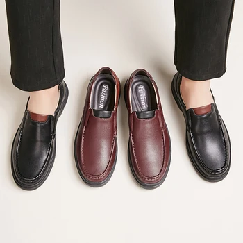 Jednostavna Kvalitativna Cipele Od prave kože, Muške Kožne Oxfords, лоферы Bez spojnica, Muška Obuća, Poslovni Muške cipele U ravnim cipelama