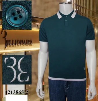 BILLIONAIRE Polo shirt men 2021 new summer Silk Business Casual button embroidery big size high quale size M~4XL