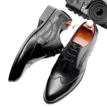 Sipriks / Gospodo Modeliranje cipele Od prave kože; Svakodnevni Бордовая Socijalna cipele; Elegantna Crna Ured za Svadbene cipele; Talijanski