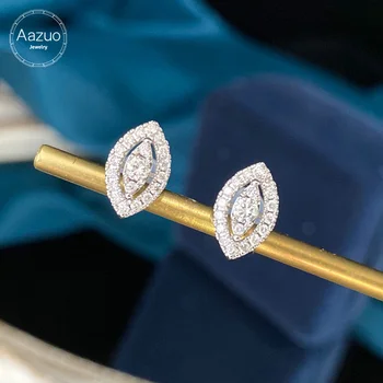 Aazuo Real 18K White Gold Real Diamonds 0.45 ct Fairy Marquise Stad Earrings gift for Women Zaruke, Vjenčanje, Party Au750