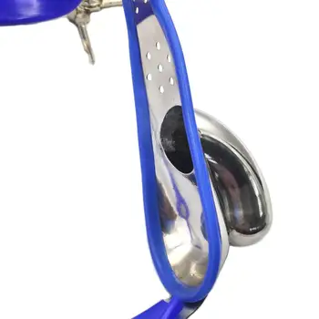 Podesiv pojas nevinosti od nehrđajućeg čelika Muški Instrument Čednosti s kavezu pijetla seks-proizvodi za muškarce Penis Odrasle igračke plava