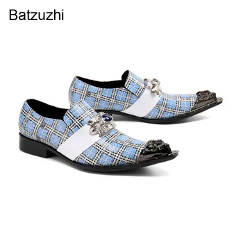 Batzuzhi / Muške Cipele-Oxfords Ručne izrade, Bez-Uvezivanje Od prave Kože; Gospodo Modeliranje Cipele s Oštrim Metalnim Vrhom; Večernje i za Svadbene Cipele za Muškarce