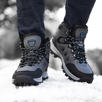 Novi Za Muškarce Pješačenje Cipele Klasični Stil Jesen-Zima Pamuk Visoke Čipke Do Za Muške Sportske Obuće Vanjski Snijeg BootsTrekking Tenisice