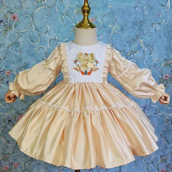 Baby girl auutmn vintage embroidery Spanish England lolita ball gwon dress kids birthday party princess layered