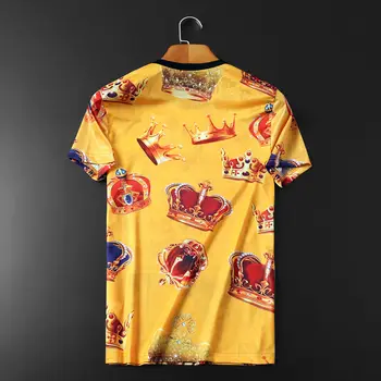2021 Godina Trend Crown Print Ledene Prodavači Majica Kratkih Rukava Muške Žute Zabavne Majice Zlatni Društveni Klub Odijelo Homme Majica