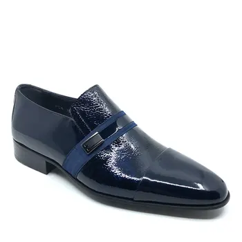 Muške luksuzne modne lakirane cipele Fosco Tamno plave boje